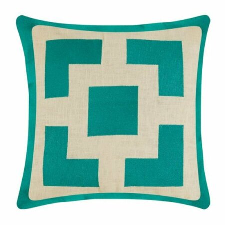 PUESTA EN ESCENA 20 x 20 in. Palm Springs Block Green Embroidered Down Filled Pillow PU3119141